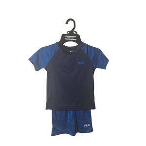 NWOT Fila Toddler Boys 2-Piece Outfit Shirt & Shorts Set Size 3T Navy Blue
